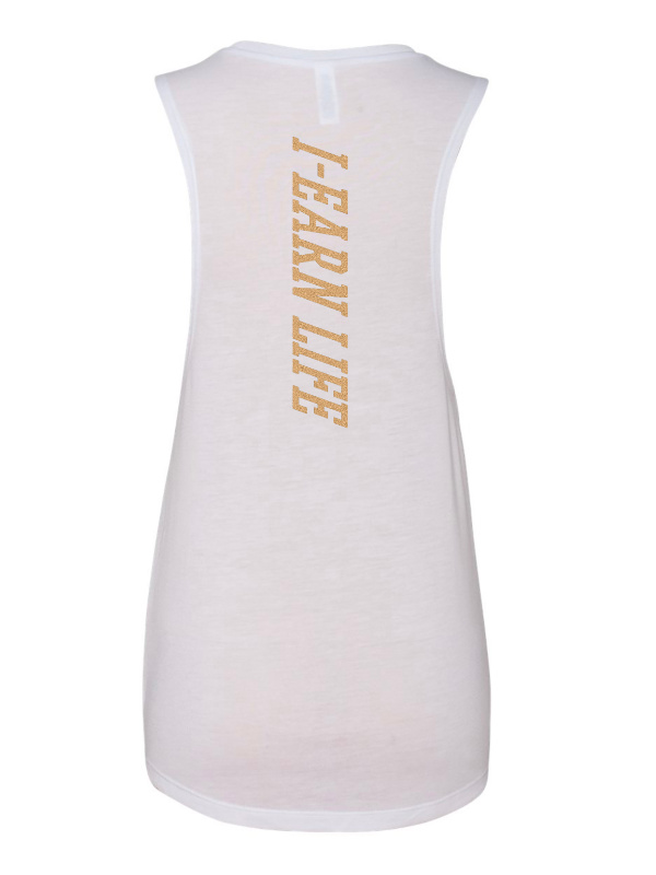 I-Earn Life Women’s 'Beauté réelle' Sleeveless White and Gold Top